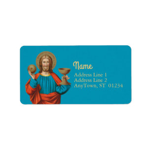 Etiqueta Jesús sosteniendo la Eucaristía (SNV 050)