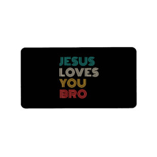 Etiqueta Jesús Te Ama Hermano, Gracioso Retro De Fe Cristia