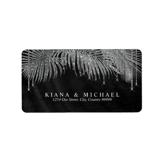 Etiqueta Jewel Palm Leaf Boda Silver ID830 (Frente)