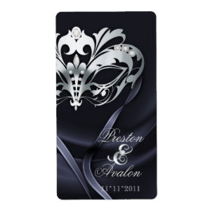 Etiqueta Jeweled negro de plata del vino de la