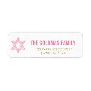 Etiqueta JEWISH STAR murciélago moderno mitzvah oro rosa si