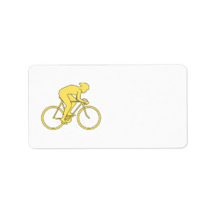 Etiqueta Jinete de la bicicleta en amarillo