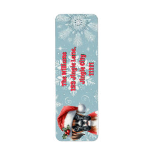 Etiqueta Jingle Paws y Boxer Dog Joy
