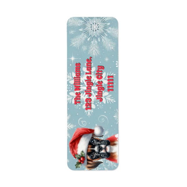 Etiqueta Jingle Paws y Boxer Dog Joy (Frente)