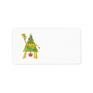 Etiqueta Jirafa, mono y árbol de navidad