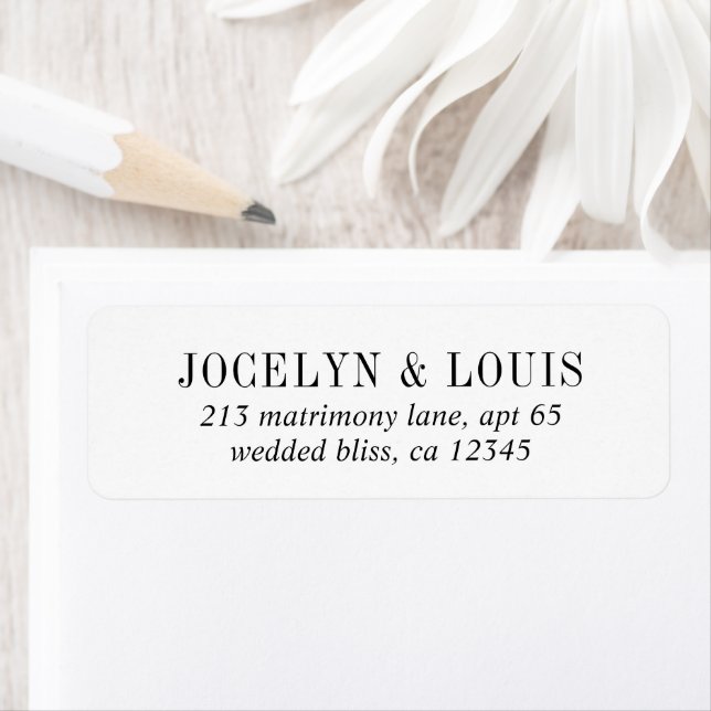 Etiqueta Jocelyn Black and White Modern Boda (In situ)