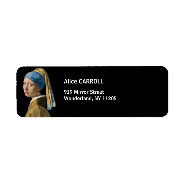 Etiqueta Johannes Vermeer, Chica de Pearl Earring (Frente)