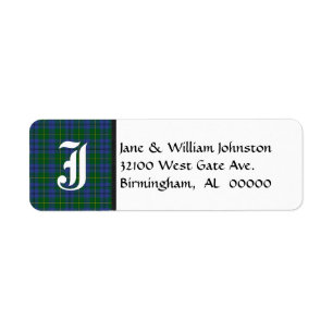 Etiqueta Johnston Tartan Plaid Monogram Address Labels