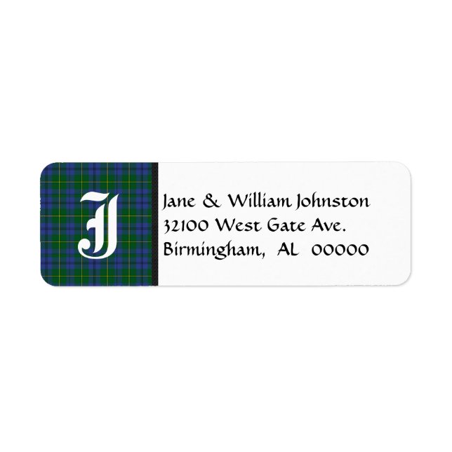 Etiqueta Johnston Tartan Plaid Monogram Address Labels (Frente)