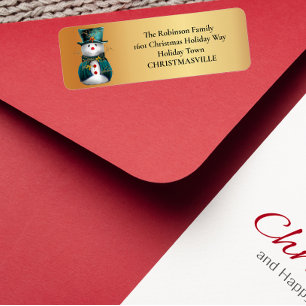 Etiqueta Jolly Green Snowman Whimsical Navidades