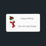 Etiqueta Jolly Snowman<br><div class="desc">A great gift label featuring a jolly little snowman in a red and green hat and scarf. Little button eyes and an orange carrot nose.</div>