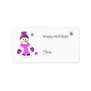 Etiqueta Jolly Snowman in Purple