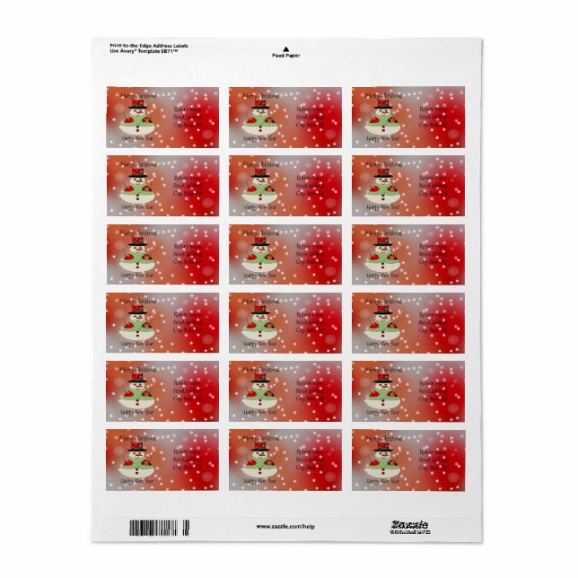 Etiqueta Jolly Snowman Snowy Dreams (Hoja Entera)