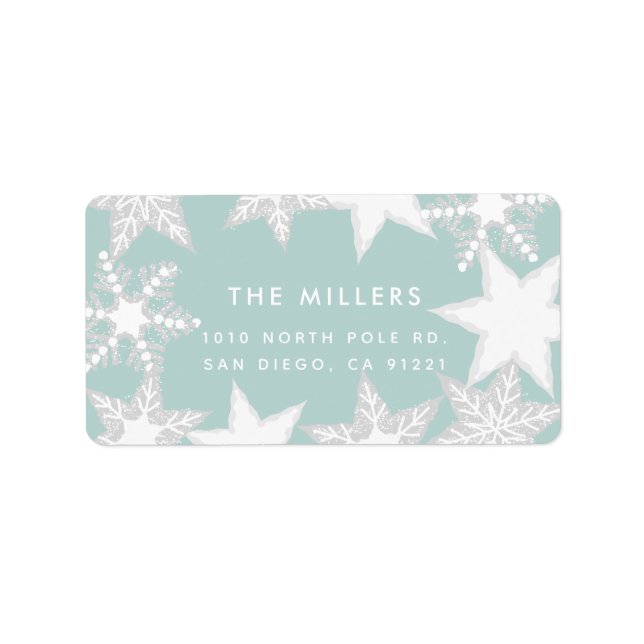 Etiqueta JOY Frost Snowflakes Light Blue Address (Frente)