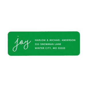 Etiqueta Joy Holiday Whimsical Script Green Custom
