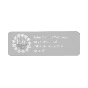 Etiqueta JOY Navidades Familia Gray Gray White Snowflake