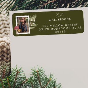 Etiqueta Joy Peace Love Watercolor Woodsy Mushrooms Foto