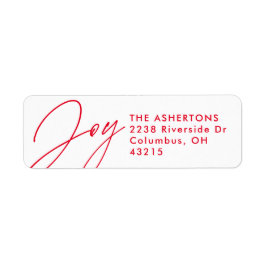 Etiqueta Joy script red Christmas holiday return address La