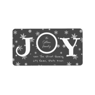 Etiqueta joy winter holiday gray