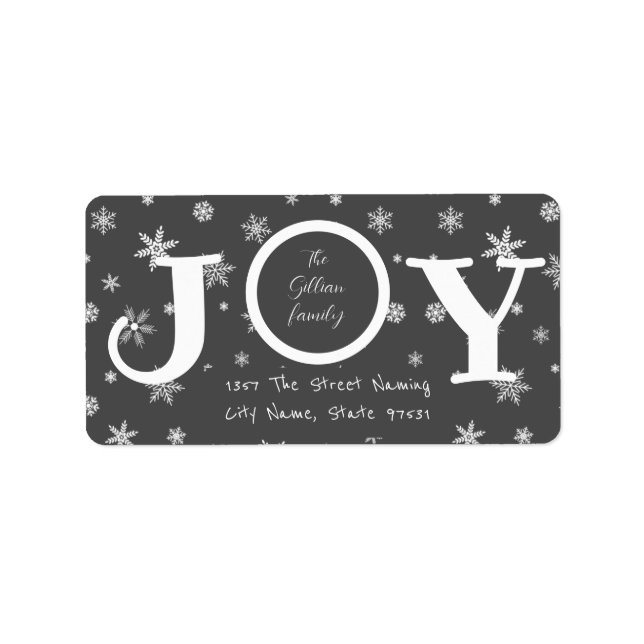 Etiqueta joy winter holiday gray (Frente)