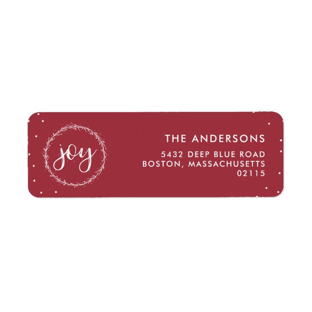 Etiqueta Joy Wreath - Vacaciones rojas y blancas (Frente)