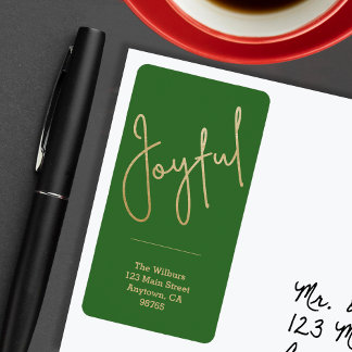 Etiqueta JOYFUE Gold Faux Relieve metalizado Navidades verd