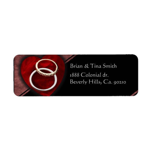 Etiqueta Juego de corazón de anillos bodas (Frente)