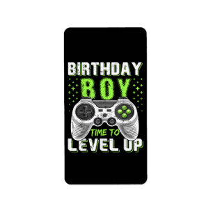 Etiqueta Juego de video Level Up Birday Boy