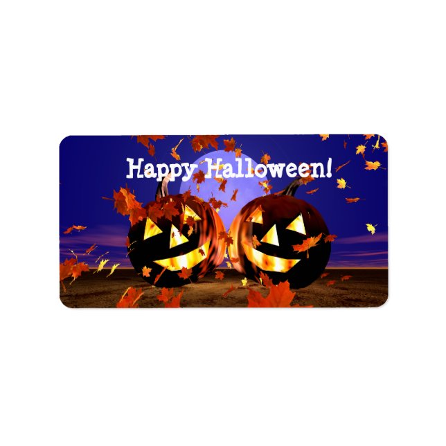 Etiqueta Jugando las calabazas de Halloween (Frente)