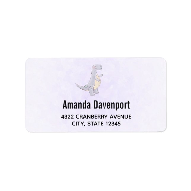 Etiqueta Juguete de Dinosaurio Tírannosauro Gris (Frente)