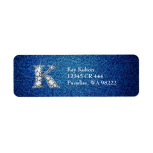 Etiqueta K Faux Diamond on Denim Return Address Label