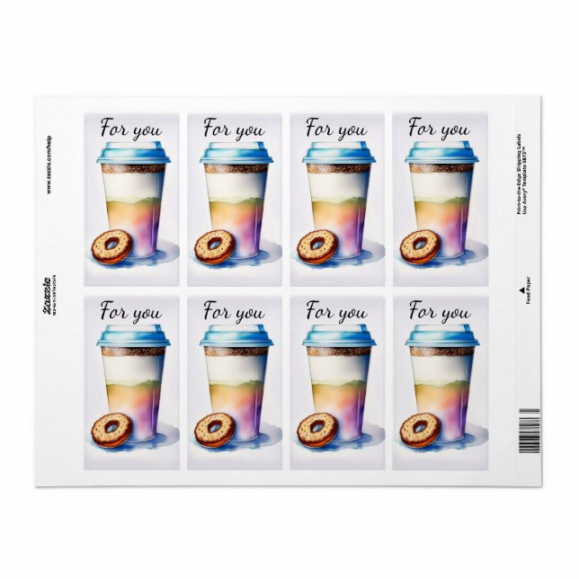 Etiqueta Kaffeebecher Aquarellmalerei (Hoja Entera)