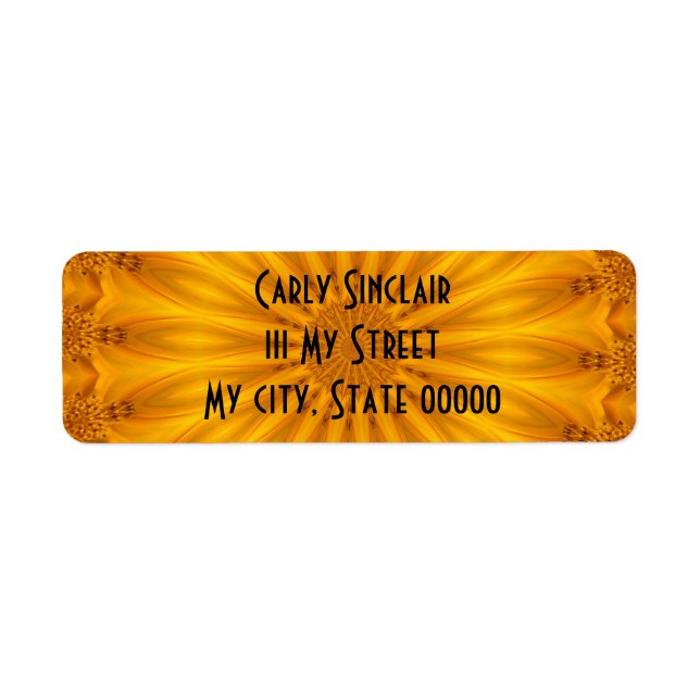 Etiqueta Kaleidoscope de girasol dorado (Frente)