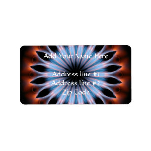 Etiqueta Kaleidoscopio con llamas de fuego