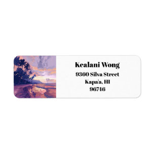 Etiqueta Kapaa Kauai Hawaii Beach Sunset Return Address