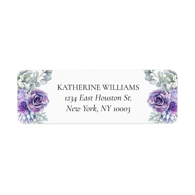 Etiqueta Katherine Purple Succulens Dirección de devolución (Frente)