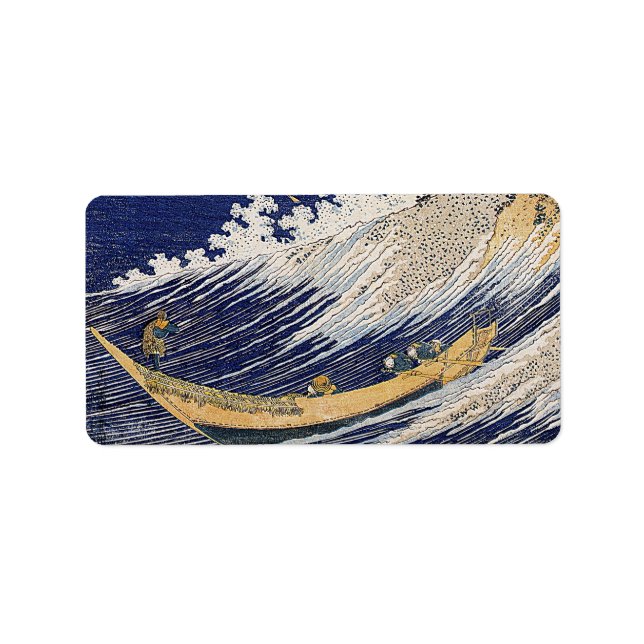 Etiqueta Katsushika Hokusai. Olas oceánicas (Frente)
