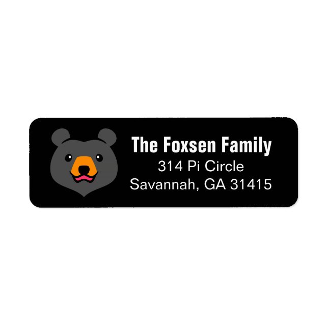 Etiqueta Kawaii Animal Lover Personalizado Black Bear (Frente)