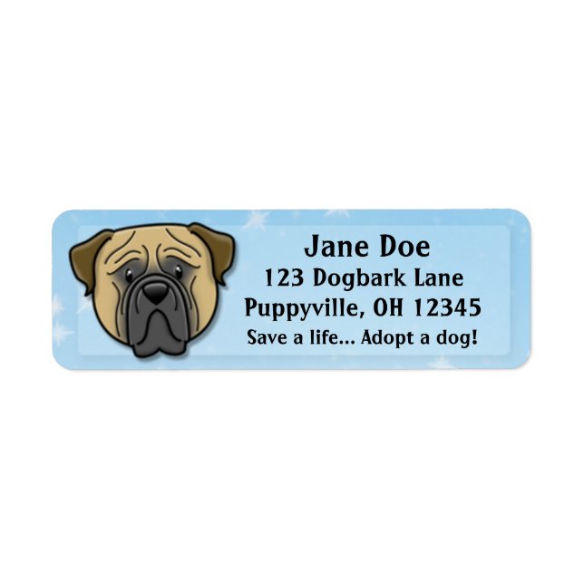 Etiqueta Kawaii Bullmastiff (Frente)