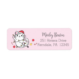 Etiqueta Kawaii Navidades sobre el gato Santa
