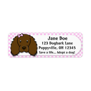 Etiqueta Kawaii Pink Gingham Boykin Spaniel