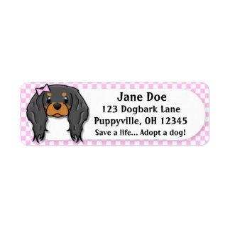 Etiqueta Kawaii Pink Gingham Cavalier King Charles Spaniel