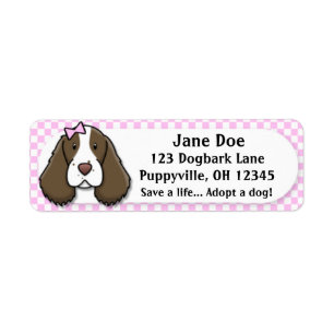 Etiqueta Kawaii Pink Gingham English Springer Spaniel