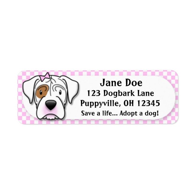 Etiqueta Kawaii Pink Gingham White Boxer (Frente)