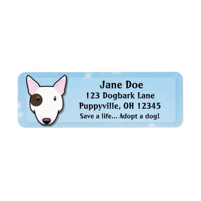 Etiqueta Kawaii White Bull Terrier (Punto Ojo) (Frente)