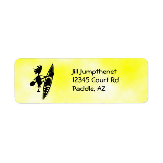 Etiqueta Kayak Canoe Joyful Silhouette