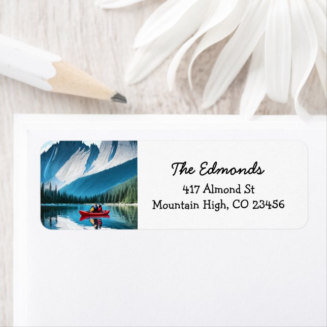 Etiqueta Kayak Pareja en las montañas (In situ)