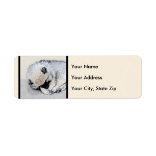 Etiqueta Keeshond Sleeping Pinting Pintura Original De Perr