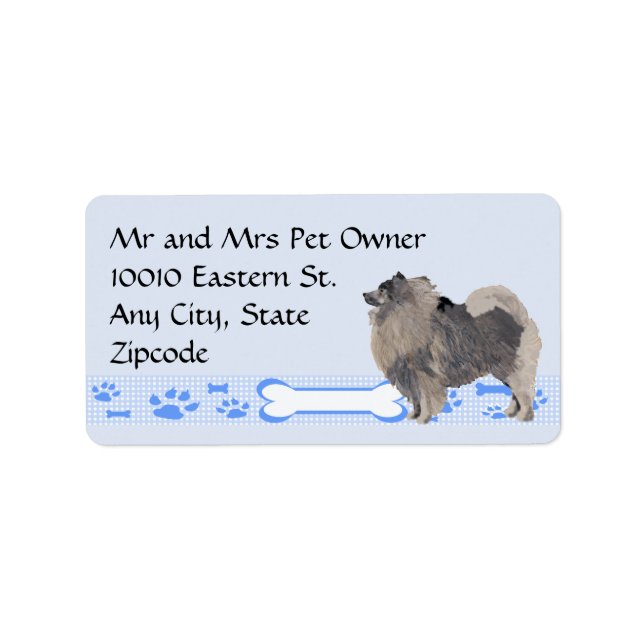 Etiqueta Keeshond sobre Blue Gingham (Frente)