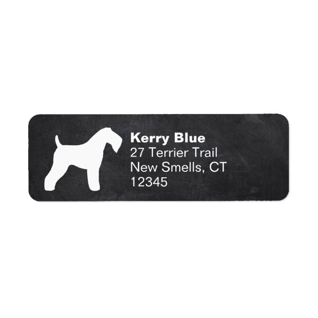 Etiqueta Kerry Blue Terrier Dog Rama Silhouette (Frente)